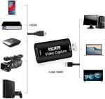 HDMI Video Capture Card, 4K HDMI to USB Capture Card Full HD 1080P 30fps, Record via DSLR, Camcorder, Action Cam for Gaming, Streaming TV, Recorder Live Streaming Video for Windows Mac OS