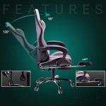 play haha Gaming Chair with Footrest & Lumbar Support,Reclining Swivel Chair,Ergonomic Gaming Chair for Adults, High-Back Racing Style,Adjustable Height with Headrest Pillow