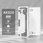 AJAZZ AK820 Mechanical Keyboard, 75% Hot Swappable Wired Keyboard with Volume Control Knob, PBT Keycaps, Five-Layer Sound Insulation Pad, 82-Key Gaming Keyboard, Grey White