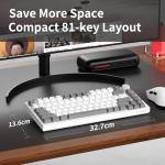 AJAZZ AK820 Mechanical Keyboard, 75% Hot Swappable Wired Keyboard with Volume Control Knob, PBT Keycaps, Five-Layer Sound Insulation Pad, 82-Key Gaming Keyboard, Grey White