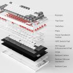 AJAZZ AK820 Mechanical Keyboard, 75% Hot Swappable Wired Keyboard with Volume Control Knob, PBT Keycaps, Five-Layer Sound Insulation Pad, 82-Key Gaming Keyboard, Grey White