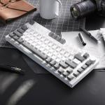 AJAZZ AK820 Mechanical Keyboard, 75% Hot Swappable Wired Keyboard with Volume Control Knob, PBT Keycaps, Five-Layer Sound Insulation Pad, 82-Key Gaming Keyboard, Grey White