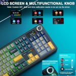 AULA F108 Pro Wireless Gaming Keyboard,Full Size Mechanical Keyboards with Display&Knob,2.4G/BT5.0/USB-C,Five Layers Filling,8000mAh,RGB,Creamy Sound,Hot Swappable Custom Keyboard (Grey&Yellow)