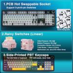 AULA F108 Pro Wireless Gaming Keyboard,Full Size Mechanical Keyboards with Display&Knob,2.4G/BT5.0/USB-C,Five Layers Filling,8000mAh,RGB,Creamy Sound,Hot Swappable Custom Keyboard (Grey&Yellow)