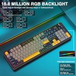 AULA F108 Pro Wireless Gaming Keyboard,Full Size Mechanical Keyboards with Display&Knob,2.4G/BT5.0/USB-C,Five Layers Filling,8000mAh,RGB,Creamy Sound,Hot Swappable Custom Keyboard (Grey&Yellow)