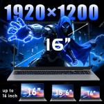 CHIFUYOU 2026 New Gaming Laptop 16GB RAM 1TB SSD 16 inch Business laptop computer N150 up to 3.6GHz, Win 11 Pro cheap laptop computer, 1920x1200P, 6000mAh, Backlit keyboard-Gray