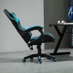 mcc direct Swivel Faux Leather Office Chair Racing Sports Gaming Tilt Computer Desk Chair with Headrest & Lumbar Cushion A(Blue)