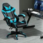 mcc direct Swivel Faux Leather Office Chair Racing Sports Gaming Tilt Computer Desk Chair with Headrest & Lumbar Cushion A(Blue)
