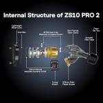 Linsoul KZ ZS10 PRO 2 In Ear Monitor IEM, 1DD+4BA Hybrid Wired Earbuds, with 4-Level Tuning Switch, 3-Way Crossover Gaming Earbuds, Silver-plated IEM Cable for Musician Audiophile (Black, Without Mic)