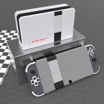 PlayVital Full Set Protective Stickers for Nintendo Switch OLED Model, Customized Vinyl Decal Skins for Switch OLED Console & Joycon & Dock & Grip - Classics NES Style