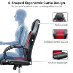 Gaming Chair, Racing Style Office High Back Ergonomic Conference Work Chair Reclining Computer PC Swivel Desk Chair with Lumbar Support&Adjustable Task Gas lift PU Leather (Red)