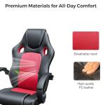 Gaming Chair, Racing Style Office High Back Ergonomic Conference Work Chair Reclining Computer PC Swivel Desk Chair with Lumbar Support&Adjustable Task Gas lift PU Leather (Red)