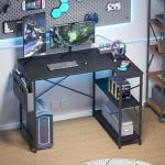 Garden 4 you L Shaped Gaming Desk with Storage Bag,100x70 cm Computer Gaming Corner Writing Table with Large Reversible Storage Shelves, Office Workstation Tables, Laptop Table,Black