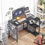 Garden 4 you L Shaped Gaming Desk with Storage Bag,100x70 cm Computer Gaming Corner Writing Table with Large Reversible Storage Shelves, Office Workstation Tables, Laptop Table,Black