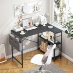 Garden 4 you L Shaped Gaming Desk with Storage Bag,100x70 cm Computer Gaming Corner Writing Table with Large Reversible Storage Shelves, Office Workstation Tables, Laptop Table,Black