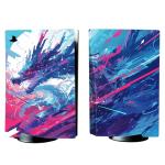 PlayVital Neon Dragoon Full Set Skin Decal for PS5 Console Disc Edition, Sticker Vinyl Decal Cover for PS5 Controller & Charging Station & Headset & Media Remote