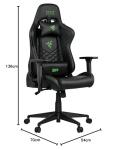 Razer Edition Tarok Natrix PC Gaming Chair - Breathable PU Leather Quilted Softcoat 3D Armrests, Rocker Function, Lumbar Cushion and Pillow, up to 130 kg, Black