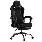 Nexthra Gaming Chair with Footrest Lumbar, Ergonomic Leather Mesh Reclining Chair 220lbs with Headrest for Office and Long Gaming Sessions,Black