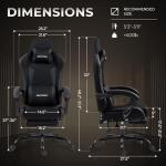 Nexthra Gaming Chair with Footrest Lumbar, Ergonomic Leather Mesh Reclining Chair 220lbs with Headrest for Office and Long Gaming Sessions,Black
