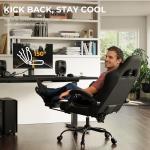 Nexthra Gaming Chair with Footrest Lumbar, Ergonomic Leather Mesh Reclining Chair 220lbs with Headrest for Office and Long Gaming Sessions,Black