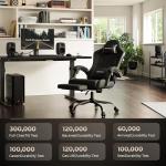 Nexthra Gaming Chair with Footrest Lumbar, Ergonomic Leather Mesh Reclining Chair 220lbs with Headrest for Office and Long Gaming Sessions,Black