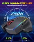 Redragon M814 Wireless Gaming Mouse, Tri-Mode 2.4G/USB-C/Bluetooth Ergonomic Mouse Gaming, 8000 DPI, RGB Backlit, Fully Programmable, Rechargeable Wireless Computer Mouse for Laptop PC Mac
