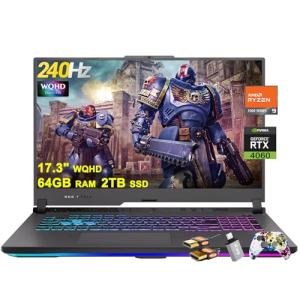 ASUS ROG Strix G17 G713 Gaming Laptop 17.3" WQHD IPS 240Hz AMD 12-Core Ryzen 9 7845HX (>i9-12900H) 64GB DDR5 2TB SSD GeForce RTX 4060 8GB USB-C RGB Backlit Fast Charging Win11 w/ICP Hub
