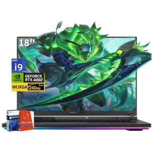 ASUS ROG Strix G18 Gaming Laptop, 14th Gen Intel i9-14900HX, NVIDIA RTX 4060, 18" 240Hz 16:10 WQXGA QHD+, 32 GB DDR5, 1 TB SSD, Wi-Fi 6E, Windows 11 Pro, Microsoft Office 2024 Lifetime