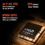 ONE XPLAYER X1 Pro Handheld PC with AMD Ryzen AI 9 HX 370, 10.95" 120Hz 2k Touchscreen, 32GB RAM and 1TB SSD