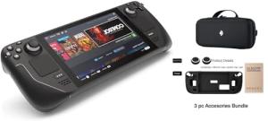 Valve Steam Deck 2TB Upgraded Handheld Gaming Console with Carring case, 1280 x 800 LCD Display Silicone Soft Cover Protector & Joystic Cap & Tempered Glass Film Bundle