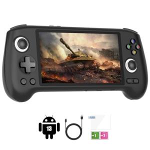 RG556 Retro Handheld Game Consoles with 128GB Android 13 System 5.48-inch AMOLED Screen Unisoc T820 Processor, Retro Gaming Console 5500mAh Battery Lasting 8 Hours (Black)