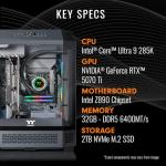 Thermaltake Reactor u2870T Gaming Desktop (Intel® Core™ Ultra 9 285K, ToughRam 32GB DDR5 6400MT/s RGB Memory, NVIDIA® GeForce RTX™ 5070 Ti, 2TB NVMe M.2, WiFi, Windows 11) T6BK-Z890-57T-LCS