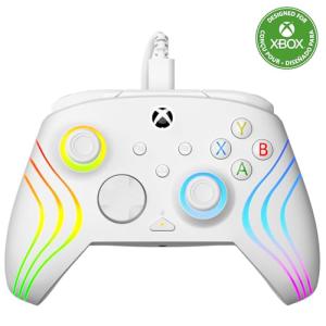 Turtle Beach Afterglow Wave White Wired RGB Gaming Controller with Mappable Buttons, Hall-Effect Hair Triggers and Audio Controls. Licensed for Xbox Series X orS, Xbox One & Windows