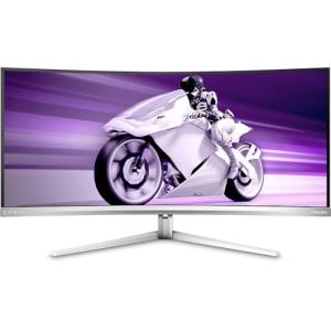 Philips Evnia 34M2C8600-34 Inch OLED WQHD Curved Gaming Monitor, 175 Hz, Ambiglow, HDR400, FreeSync Premium Pro, G-Sync Comp. (3440x1440, 0.1 ms GtG, HDMI, DisplayPort, USB-C, USB Hub) gray/white