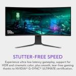 Alienware Aw3423Dw 34.18" Curved Quantom Dot OLED Gaming Monitor, 3440 x 1440 pixels @ 175Hz, Curvature 1800R, Grey to Grey (0.1Ms), Contrast Ratio 1. 1.07 Thousand
