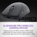 Alienware Pro Wireless Gaming Mouse - 2.4GHz Gaming Wireless/USB Wired Connectivity, Adjustable DPI, Optical Sensor Technology, 6 Programmable Buttons, 650 IPS Sensor Max Speed - Dark Side of the Moon
