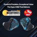 Linsoul THIEAUDIO Hype 4 2DD+4BA In Ear Monitor, HiFi IEM Earphones with Tonal Balance, Latest Sonion Driver, Detachable 2 Pin Silver-plated OCC IEM Cable for Audiophile Musician (Black, Without Mic)