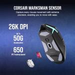 Corsair NIGHTSABRE RGB WIRELESS Gaming Mouse for FPS, MOBA - 26,000 DPI - 11 Programmable Buttons - Up To 100hrs Battery - iCUE Compatible - Black