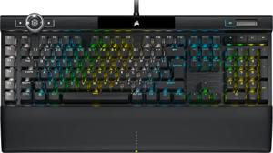 Corsair K100 RGB Optical-Mechanical Gaming Keyboard (CORSAIR OPX Keyswitches: Hyper-fast & Linear, Leatherette Palm Rest, PBT Double-Shot Keycaps, Elgato Stream Deck Integration) QWERTY, Black