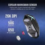 Corsair NIGHTSABRE RGB Wireless Gaming Mouse for FPS, MOBA - 26,000 DPI - 11 Programmable Buttons - Up to 100hrs Battery - iCUE Compatible - Black