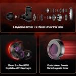 Linsoul SIMGOT EG280 in Ear Monitor, 1DD+1 Planar HiFi IEM, Wired Gaming Earphone with Microphone, 1.7m Long Detachable 2Pin OFC Cable, with USB-C Adapter, for FPS Games and Audiophile Musician