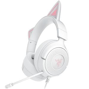 Razer Kraken Kitty V3 X - Wired Kitty Headset for Gaming - Iconic Kitty Ears - 270g Lightweight - HyperClear Cardioid Mic - TriForce 40 mm Drivers - 3,5mm Audio Jack | White