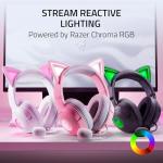 Razer Kraken Kitty V2 - Wired RGB Headset with Kitty Ears (Stream Reactive Lighting, HyperClear Cardioid Mic, TriForce 40 mm Drivers, 7.1 Surround Sound) Quartz Pink