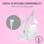 Razer Kraken Kitty V3 X - Wired Kitty Headset for Gaming - Iconic Kitty Ears - 270g Lightweight - HyperClear Cardioid Mic - TriForce 40 mm Drivers - 3,5mm Audio Jack | White