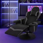MoNiBloom Video Gaming Chair Racing Style Single Living Room Sofa Recliner with Detachable Headrest, Ergonomic Comfy Home Theater Seating Game Lounge Chair w/Retractable Footrest and Cup Holder, Grey