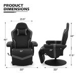 MoNiBloom Video Gaming Chair Racing Style Single Living Room Sofa Recliner with Detachable Headrest, Ergonomic Comfy Home Theater Seating Game Lounge Chair w/Retractable Footrest and Cup Holder, Grey