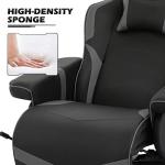 MoNiBloom Video Gaming Chair Racing Style Single Living Room Sofa Recliner with Detachable Headrest, Ergonomic Comfy Home Theater Seating Game Lounge Chair w/Retractable Footrest and Cup Holder, Grey