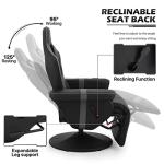 MoNiBloom Video Gaming Chair Racing Style Single Living Room Sofa Recliner with Detachable Headrest, Ergonomic Comfy Home Theater Seating Game Lounge Chair w/Retractable Footrest and Cup Holder, Grey