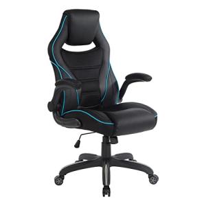 OSP Furniture Xeno Ergonomic Adjustable Gaming Chair, Black with Blue Accents