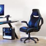 OSP Furniture Xeno Ergonomic Adjustable Gaming Chair, Black with Blue Accents